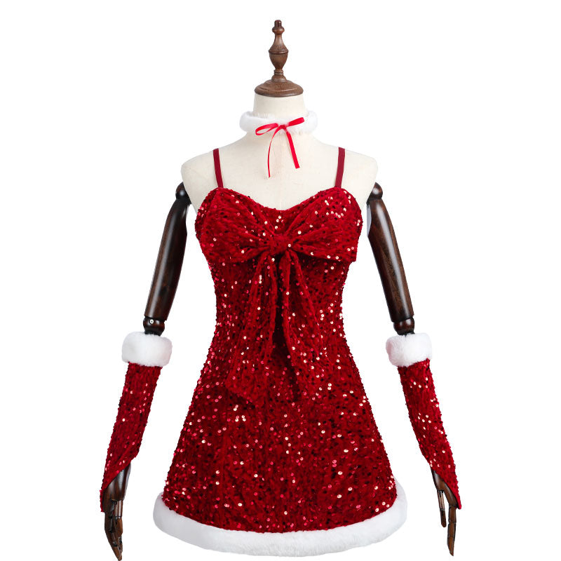 Red Christmas Dress Cosplay Costume Full Set