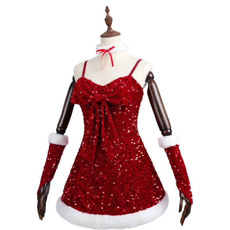 Red Christmas Dress Cosplay Costume Full Set
