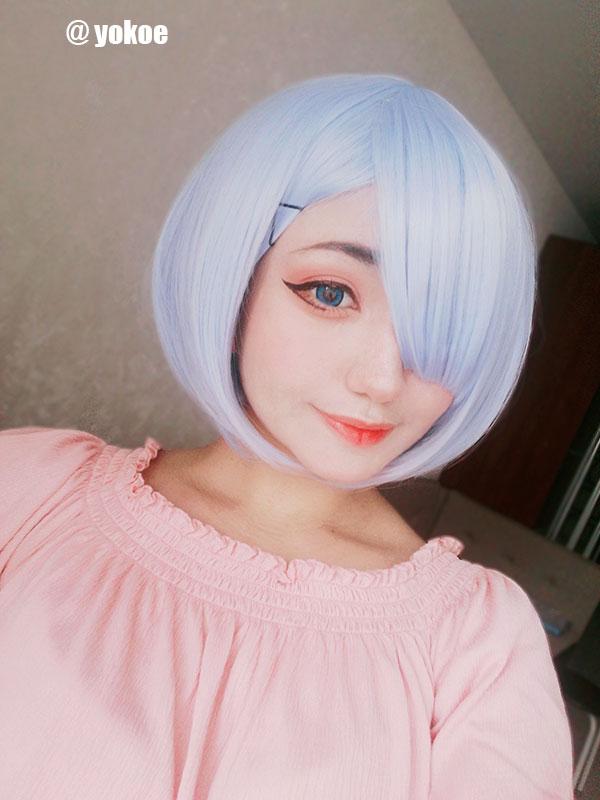 Re:ZERO -Starting Life in Another World Rem Anime Cosplay Wigs Synthetic Wigs Short Light Blue Bob Hair Wigs
