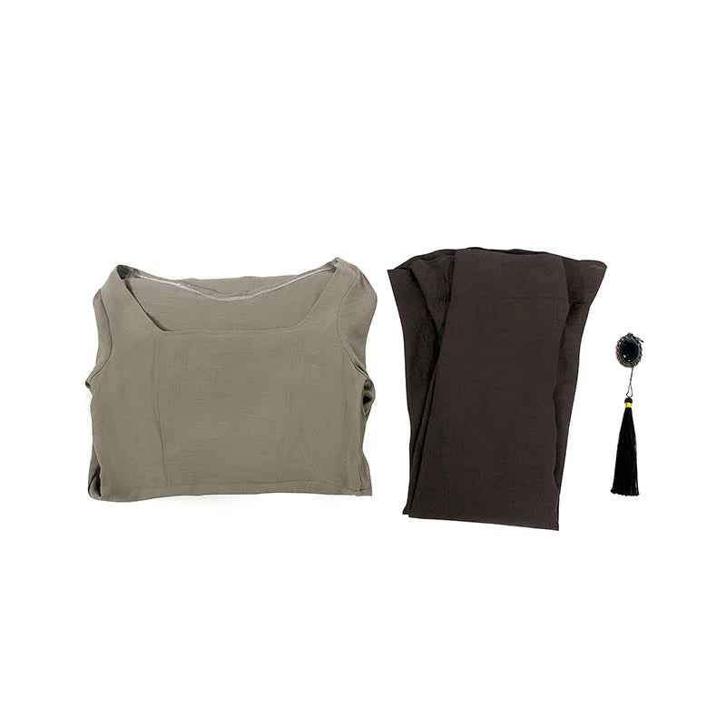 Retro Linen Long Dress and Waist Skirt Cosplay Costumes