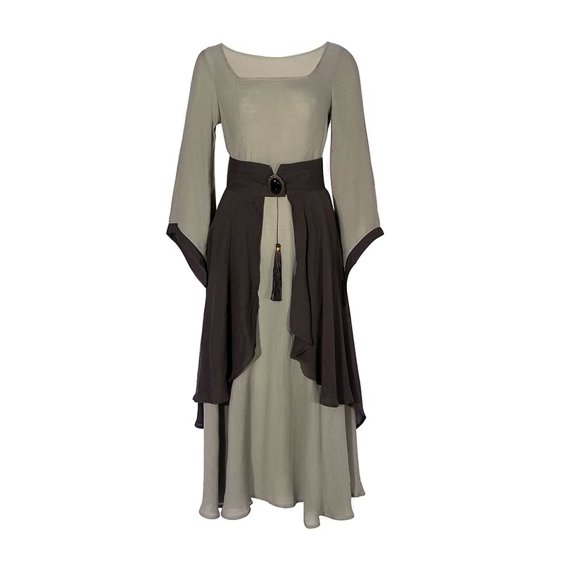 Retro Linen Long Dress and Waist Skirt Cosplay Costumes