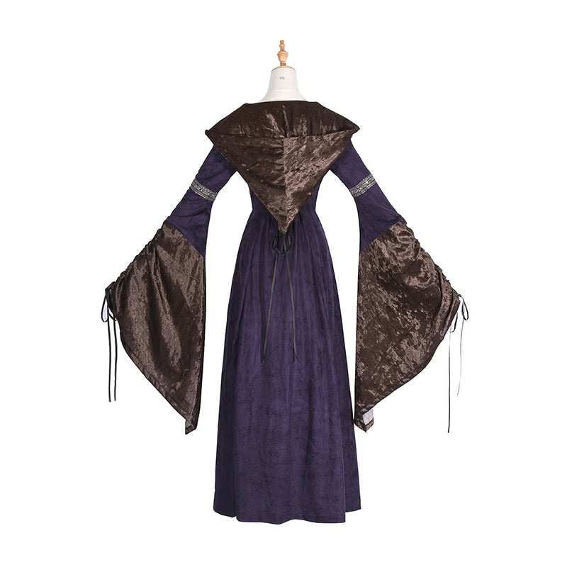Retro Polyester Suede Gorgeous Wide Sleeves Long Dress