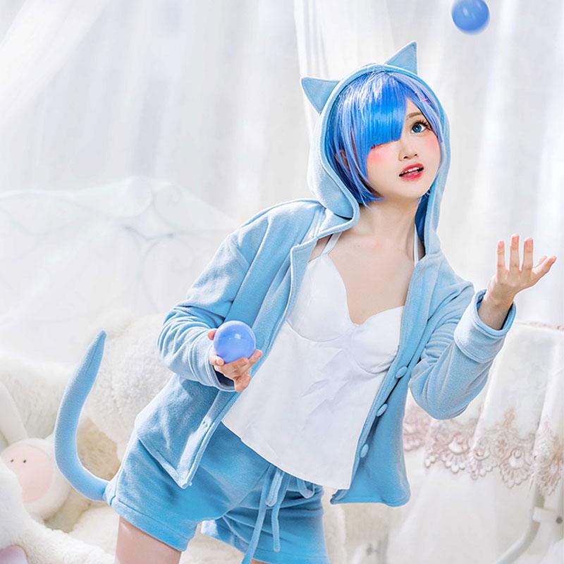 ReZERO -Starting Life in Another World Rem Ram Cat Pajamas 2 Colors Daily Cosplay Costume