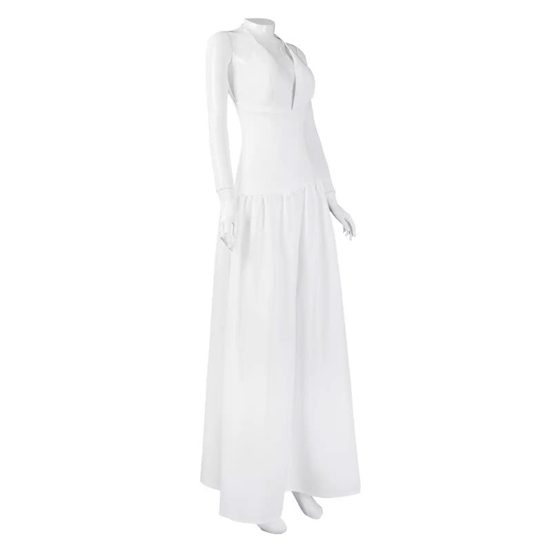 RoleCosplay Joker 2 Gaga Harley Quinn White Long Gown Cosplay Costume