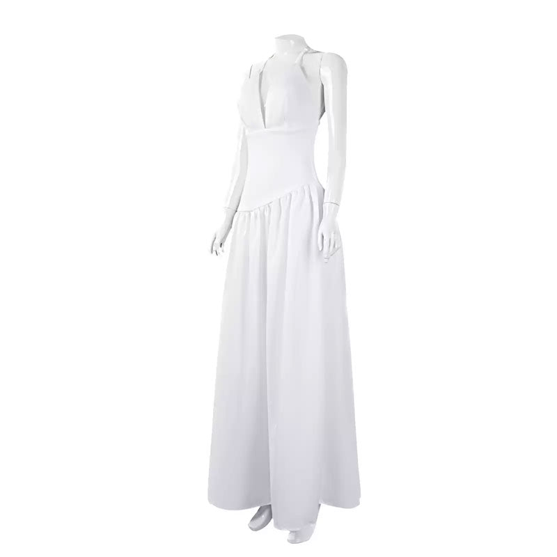 RoleCosplay Joker 2 Gaga Harley Quinn White Long Gown Cosplay Costume