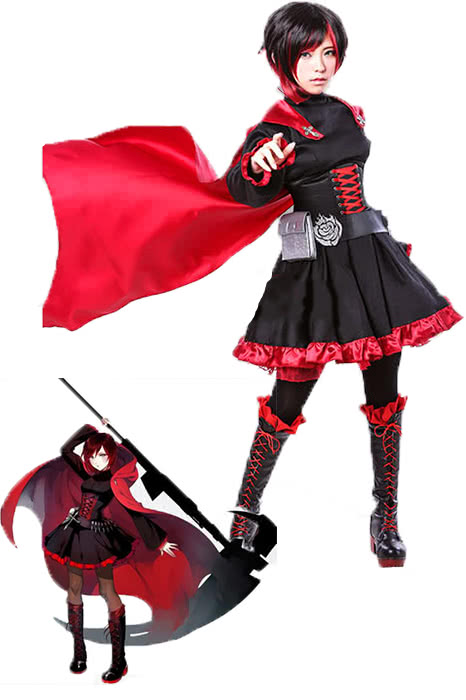 Ruby Rose Red and Black Anime Cosplay Costumes
