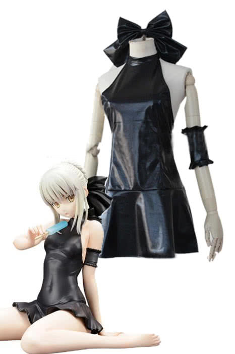 Fate/stay night Hollow Saber Black Dress Anime Cosplay Costumes