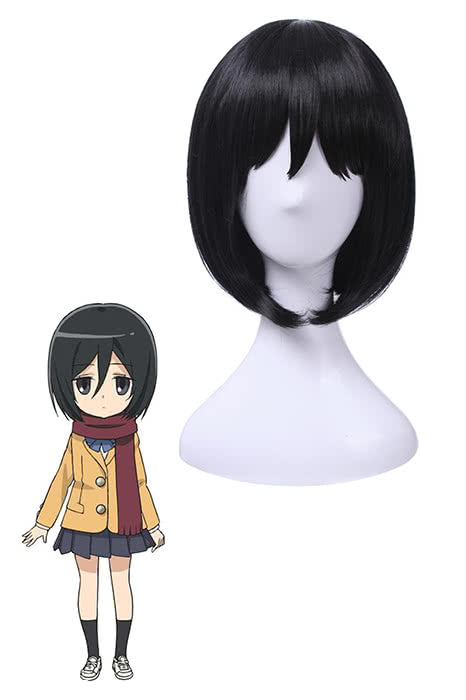 Attack on Titan Mikasa 25cm Short  Black Anime Cosplay Wigs