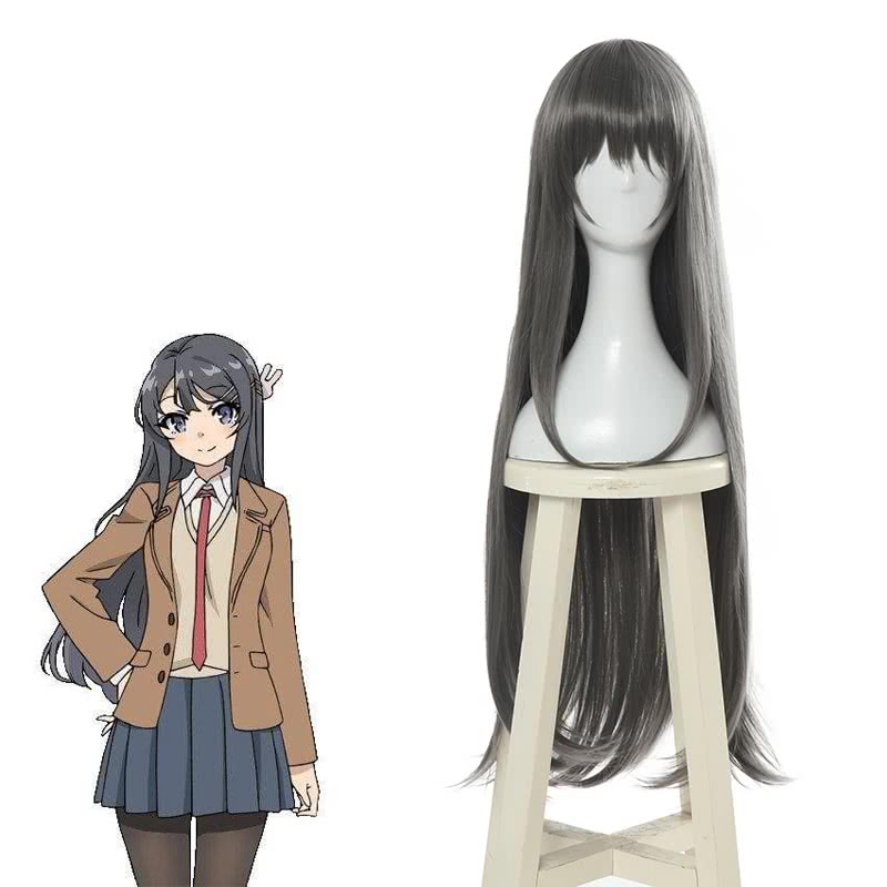 Seishun Buta Yarou wa Bunny Girl Senpai no Yume wo Minai Sakurajima Mai Dark Gray Long Cosplay Wigs