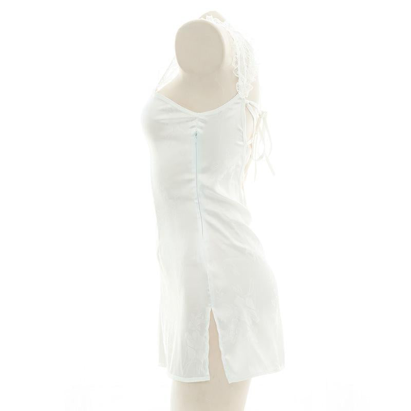 Sexy Backless White Lace Cheongsam Cosplay Costume