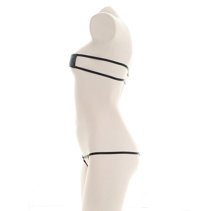 Sexy Black Leather Bikini Cosplay Costume