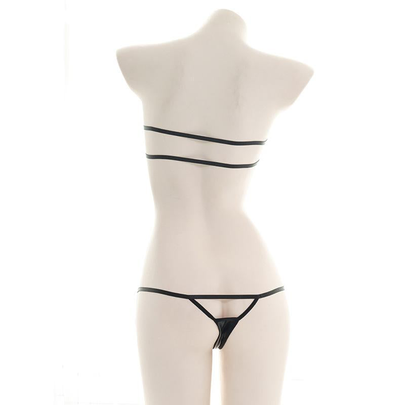Sexy Black Leather Bikini Cosplay Costume