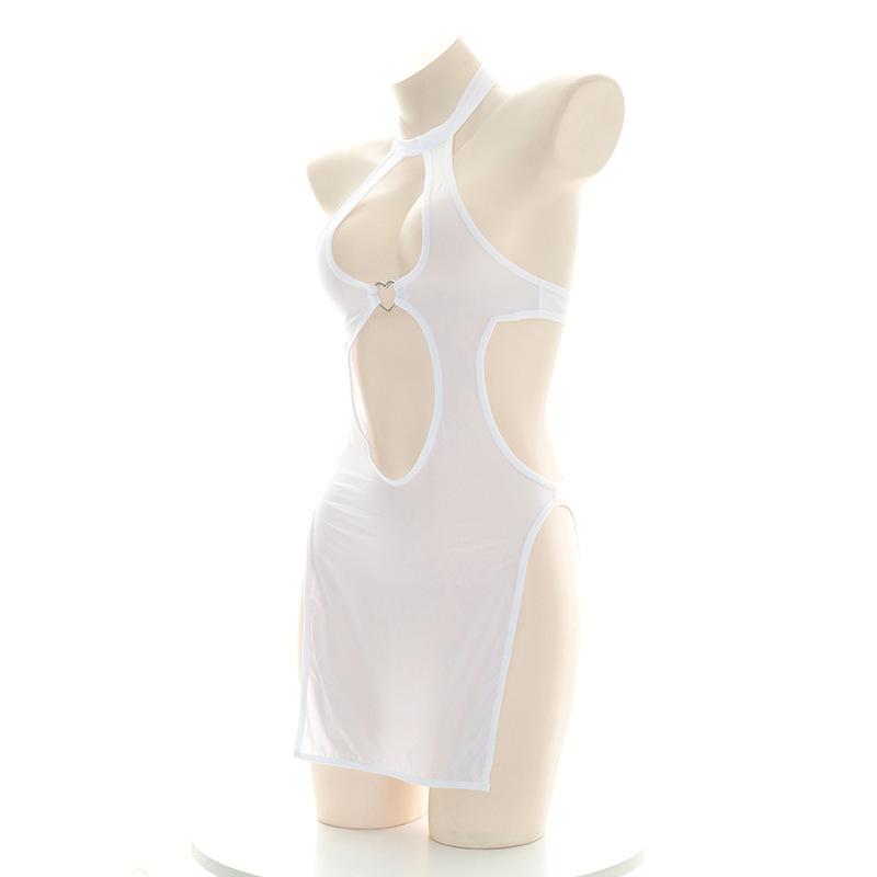 Sexy Translucent White Cutout Loving Cosplay Costume