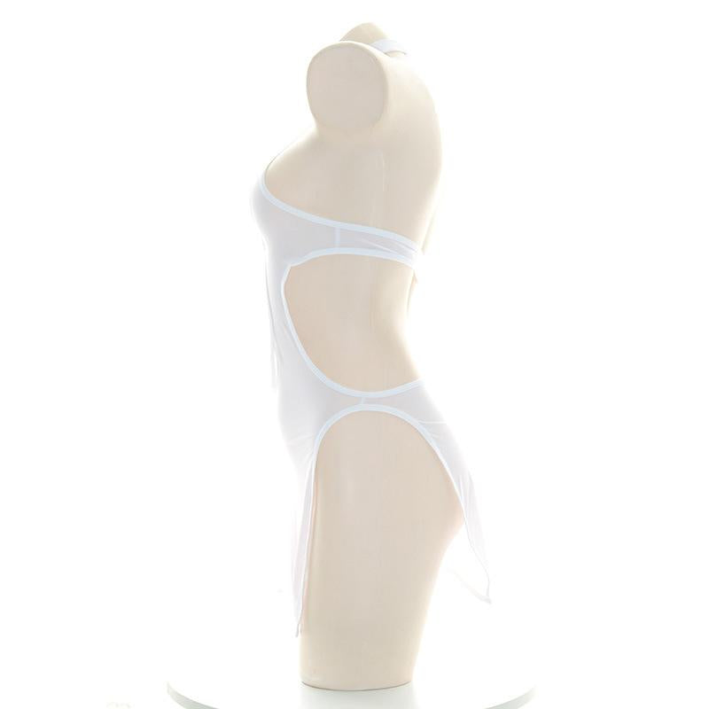 Sexy Translucent White Cutout Loving Cosplay Costume