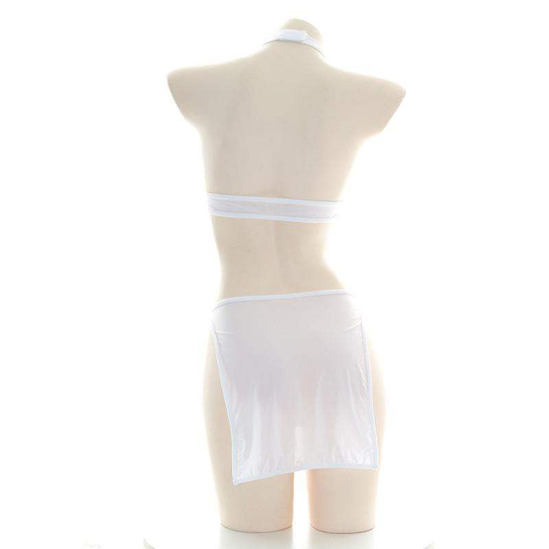 Sexy Translucent White Cutout Loving Cosplay Costume