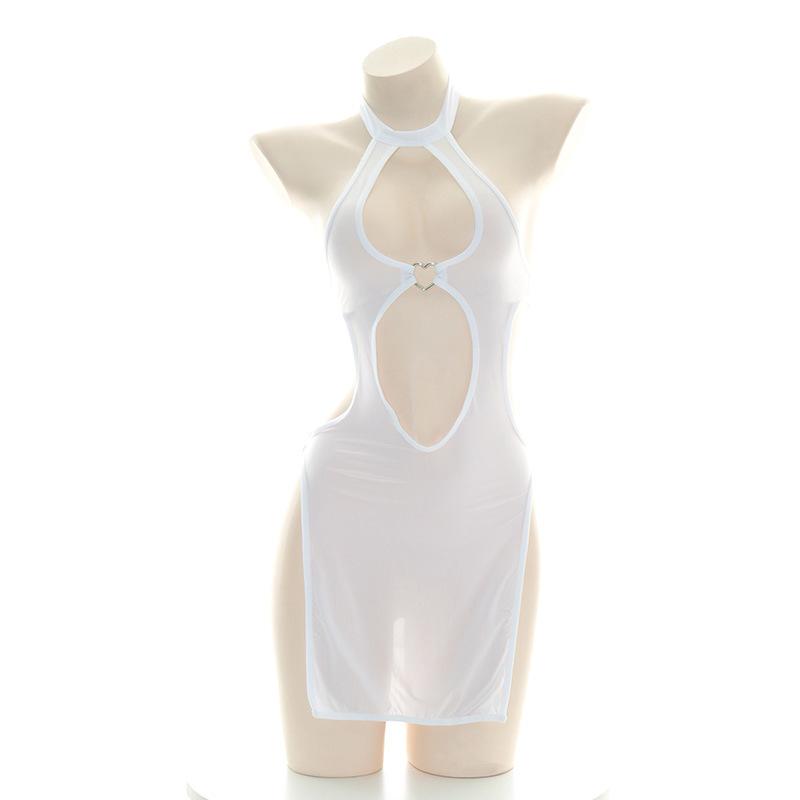 Sexy Translucent White Cutout Loving Cosplay Costume