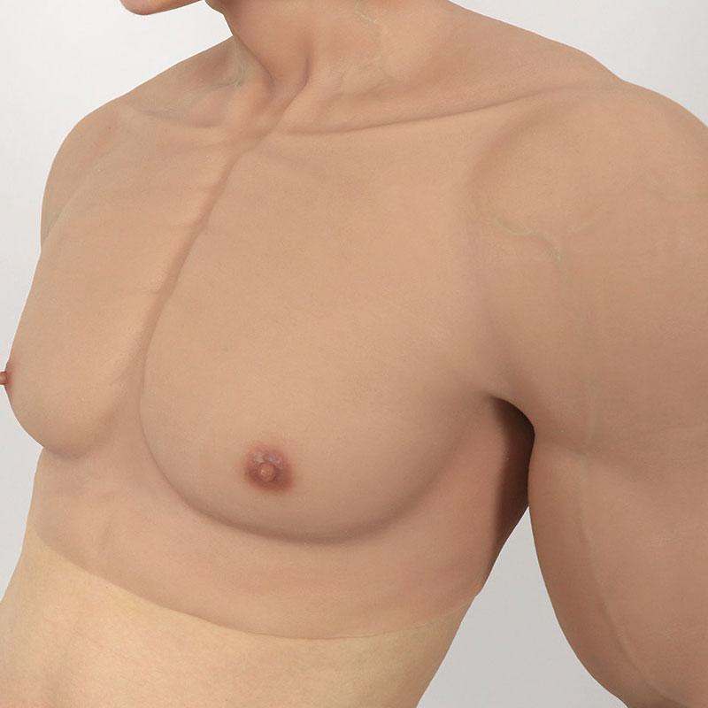 Silicone False Fake Muscle Elasticity Chest Man 4 Color Cosplay Prop