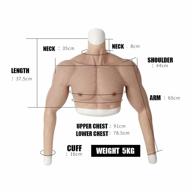 Silicone False Fake Muscle Elasticity Chest Man 4 Color Cosplay Prop