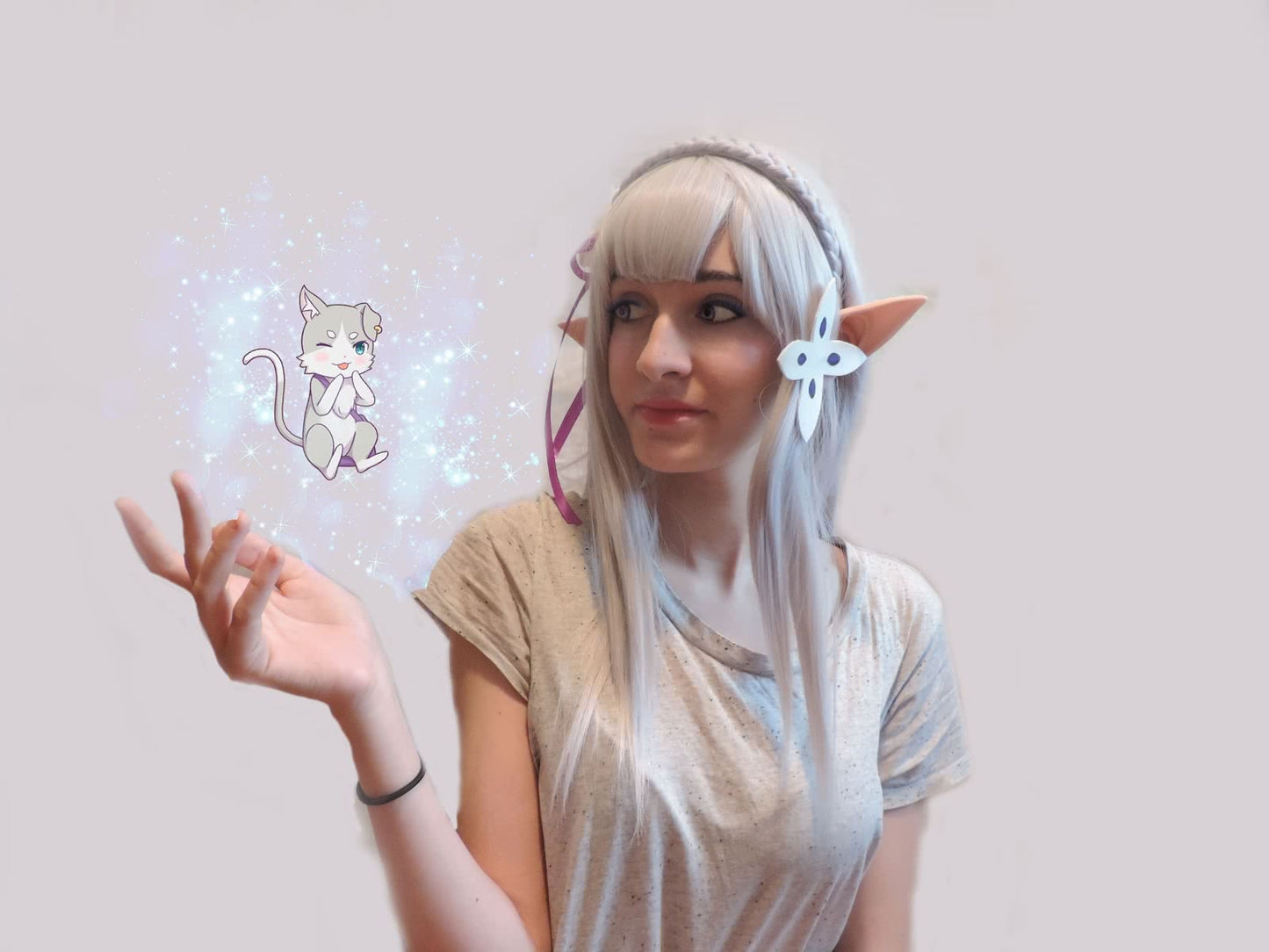Re:ZERO -Starting Life in Another World Emilia Synthetic Anime Long Grey Cosplay Wigs