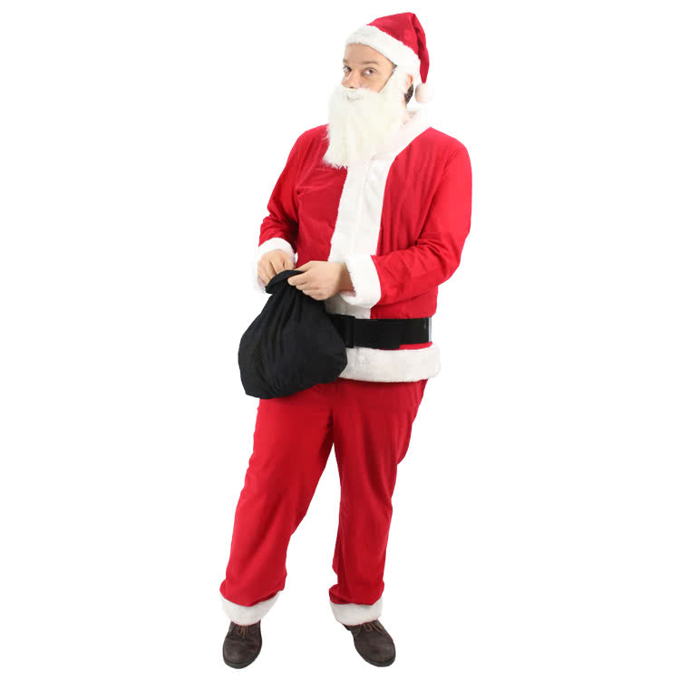 New Style of Red Santa Claus Christmas Costume With White Mustache