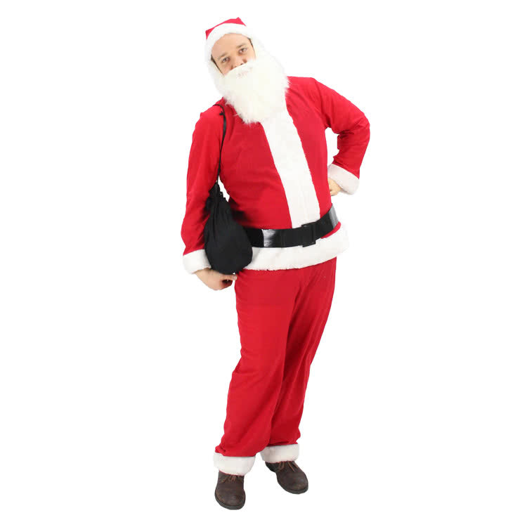 New Style of Red Santa Claus Christmas Costume With White Mustache