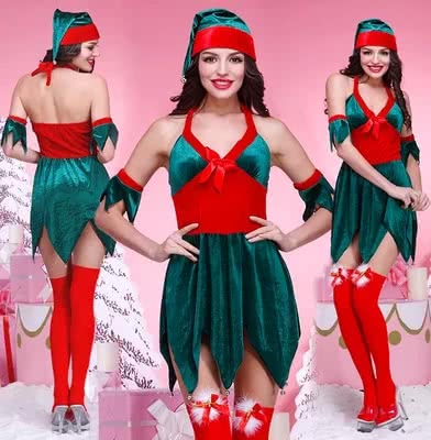 Dark green Christmas Santa Claus costume party dress uniform temptation - Dark green / Free size Dark green Christmas Santa Claus costume party dress uniform temptation - Dark green / Free size