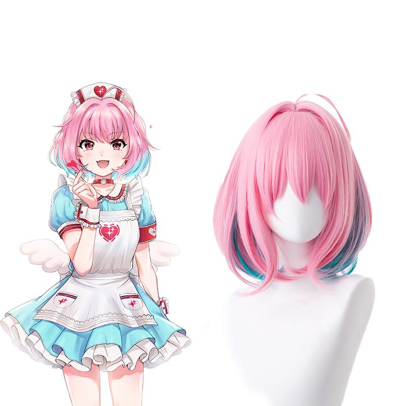 THE IDOLM@STER CINDERELLA GIRLS Yumemi Riamu Pink Mixed Blue Short Cosplay Wigs