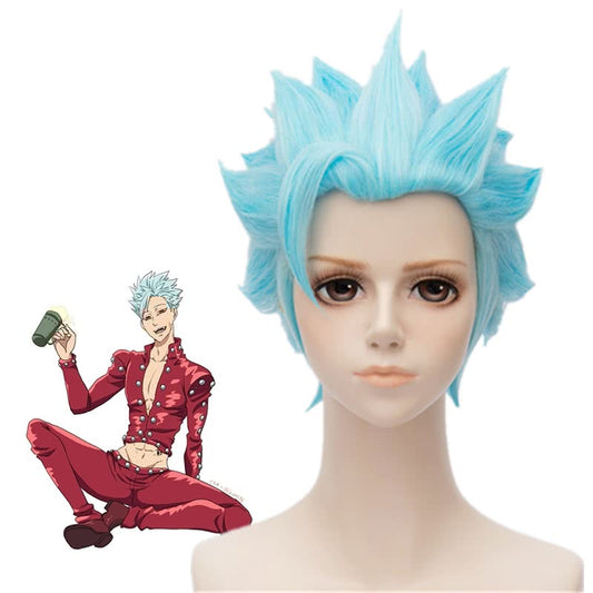 30cmThe Seven Deadly Ban Short Blue Synthetic Cosplay Wigs