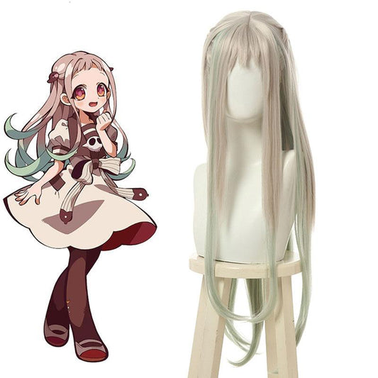 Toilet-Bound Hanako-kun Yashiro Nene Gray Mixed Green Long Cosplay Wigs