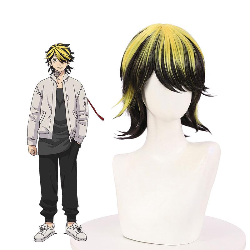 Tokyo Revengers Hanemiya Kazutora Blond Mixed Black Cosplay Wigs