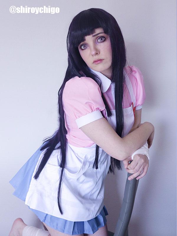 Danganronpa: Trigger Happy Havoc Mikan Tsumiki 100cm Long Black Purple Cosplay Wigs