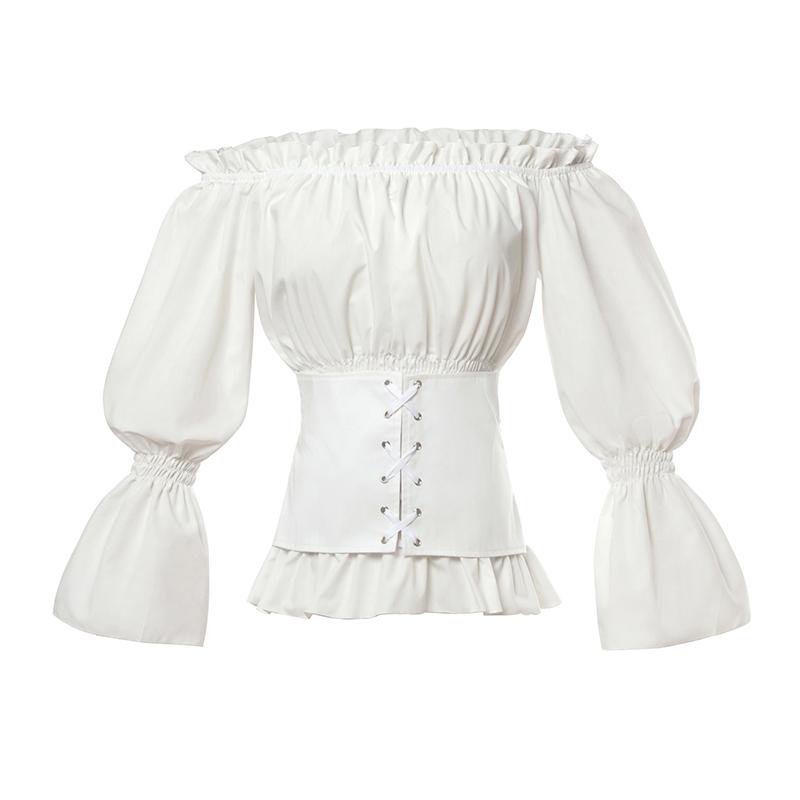 Vintage Long Sleeve Shirt Strapless Shoulder Cosplay Costume
