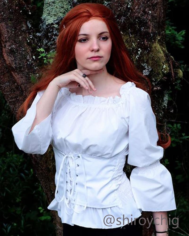 Vintage Long Sleeve Shirt Strapless Shoulder Cosplay Costume