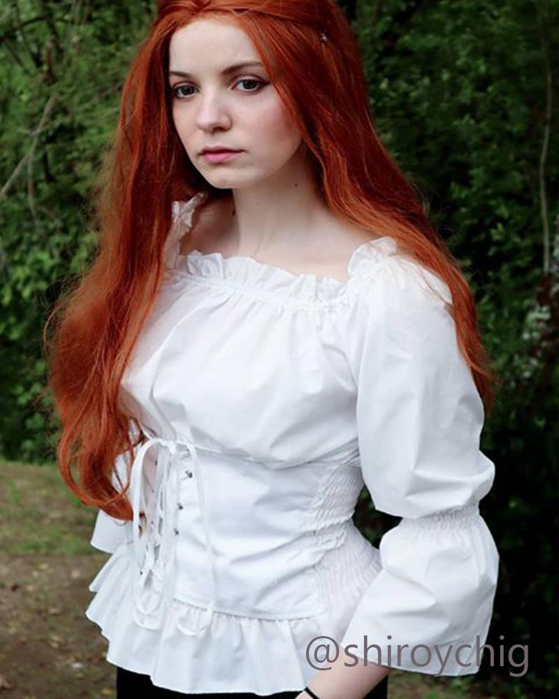 Vintage Long Sleeve Shirt Strapless Shoulder Cosplay Costume