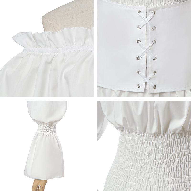 Vintage Long Sleeve Shirt Strapless Shoulder Cosplay Costume