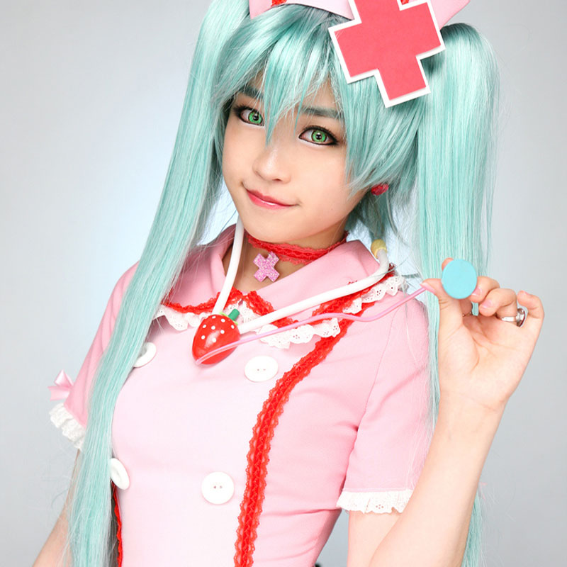 Hatsune Miku Nurse Role Play Pink Short Dress Anime Cosplay Costume