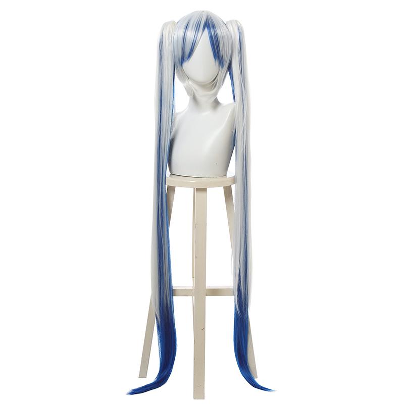 Vocaloid Hatsune Miku Snow 2018 White Blue Mixed Color Cosplay Wigs