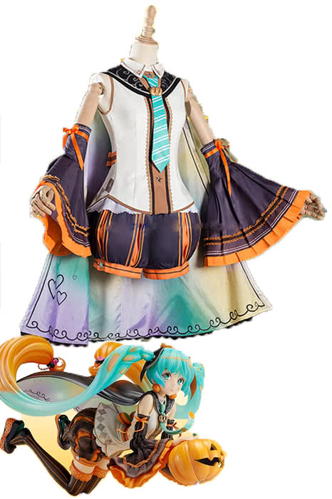 Vocaloid Miku Halloween Orange Anime Cosplay Costumes