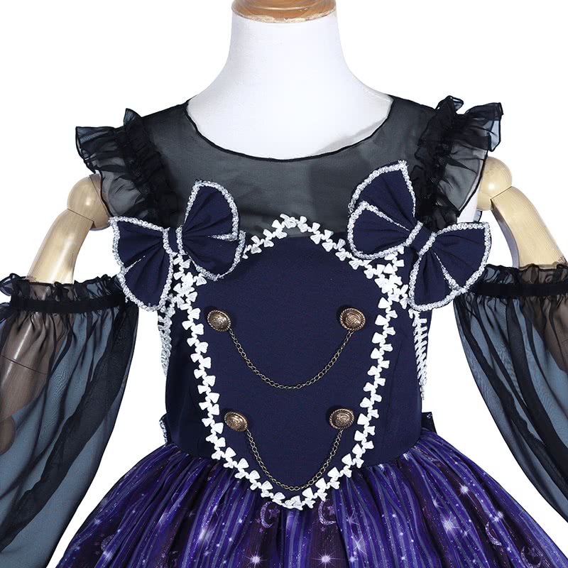 Women Girl Lolita Starry Luxury Chiffon Print Dress
