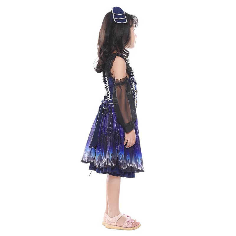 Women Girl Lolita Starry Luxury Chiffon Print Dress