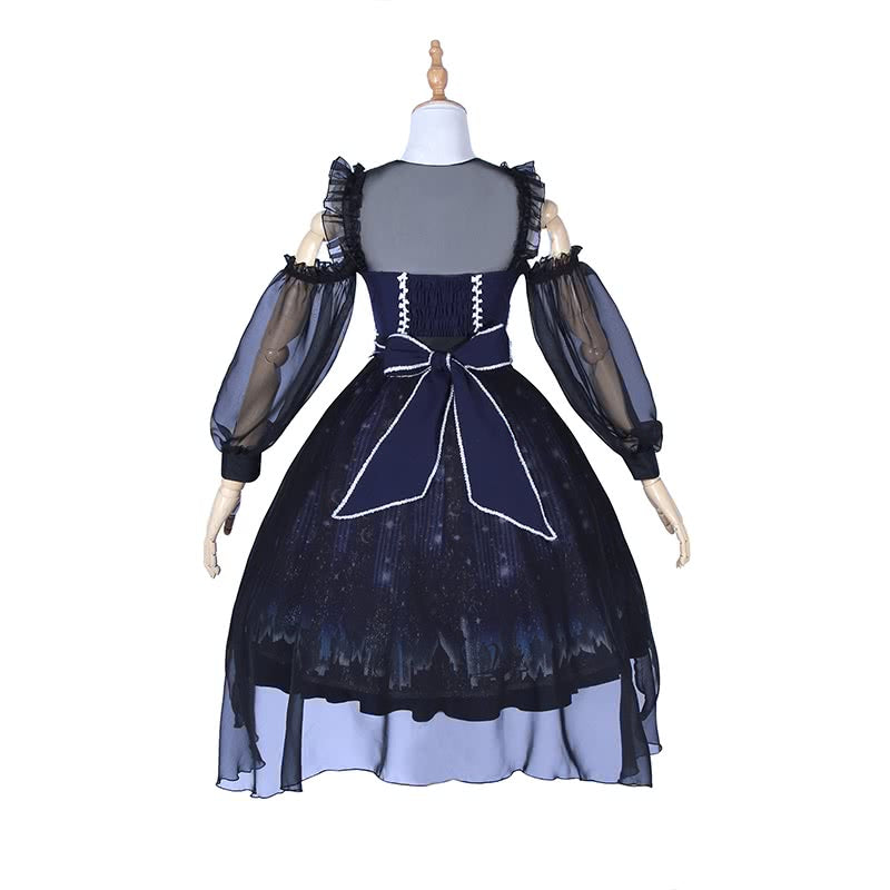 Women Girl Lolita Starry Luxury Chiffon Print Dress
