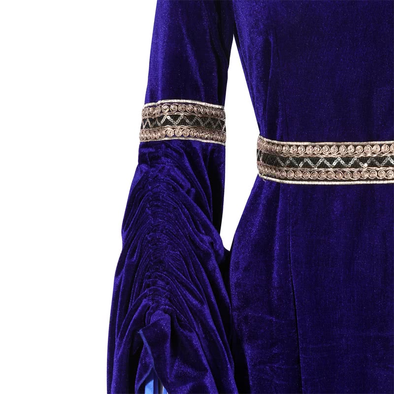 Women Renaissance Victorian Medieval Dark Blue Long Vintage Dress
