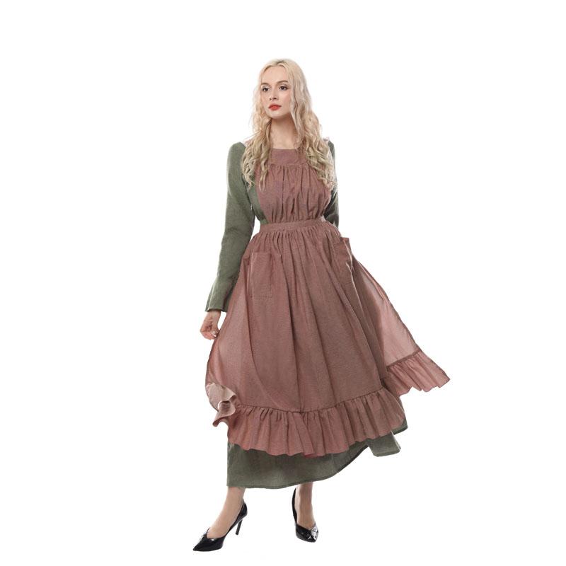 Women Renaissance Victorian Medieval Long Defined Waist Dress