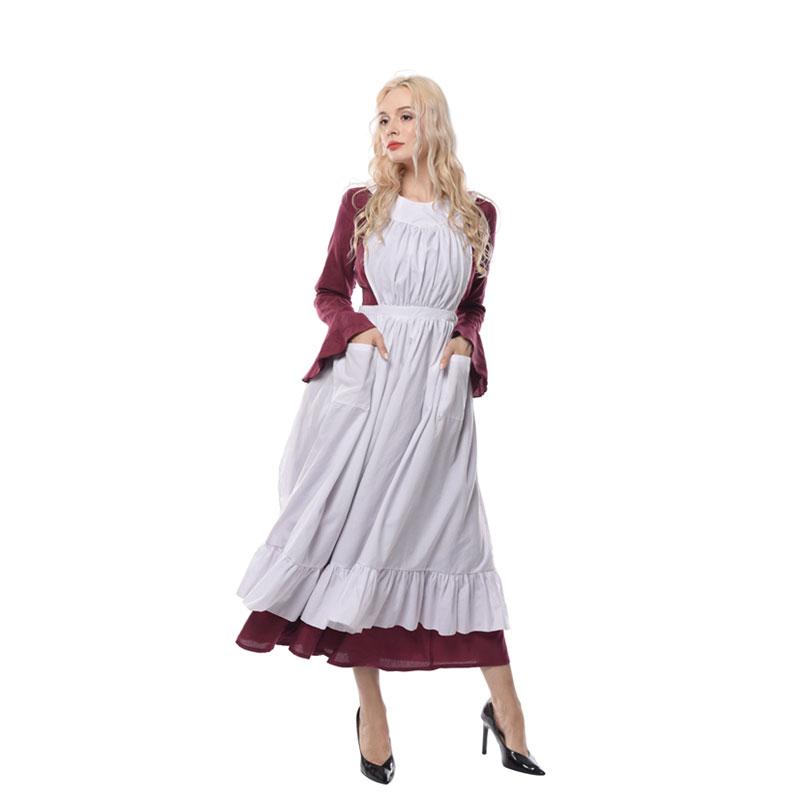 Women Renaissance Victorian Medieval Long Defined Waist Dress