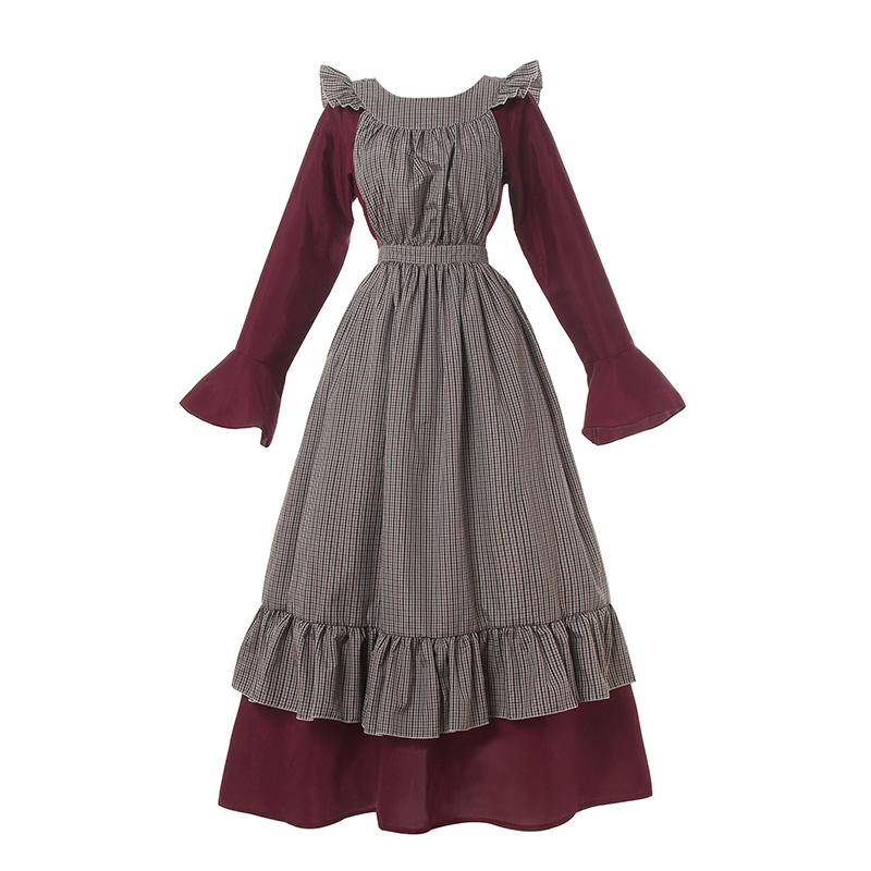 Women Renaissance Victorian Medieval Long Defined Waist Dress