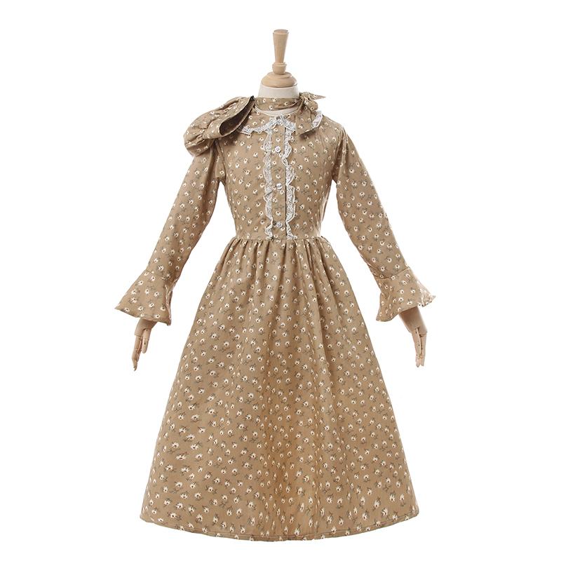Women Renaissance Victorian Medieval Long Floral Dress With Shawl