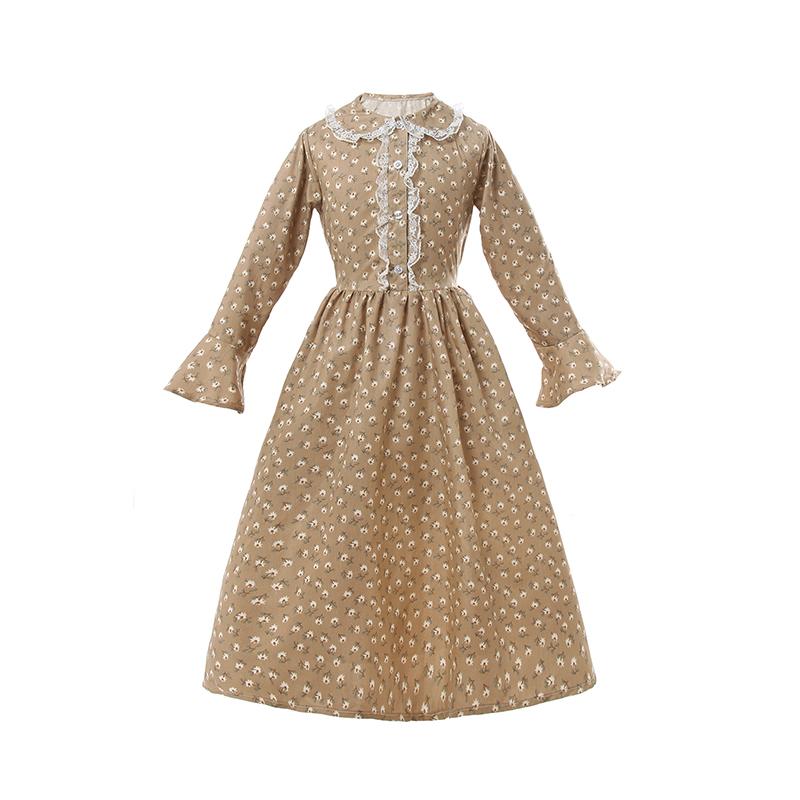 Women Renaissance Victorian Medieval Long Floral Dress With Shawl