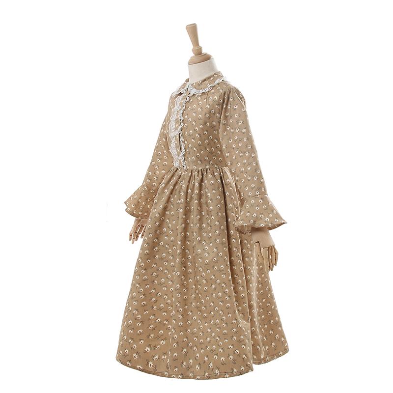 Women Renaissance Victorian Medieval Long Floral Dress With Shawl