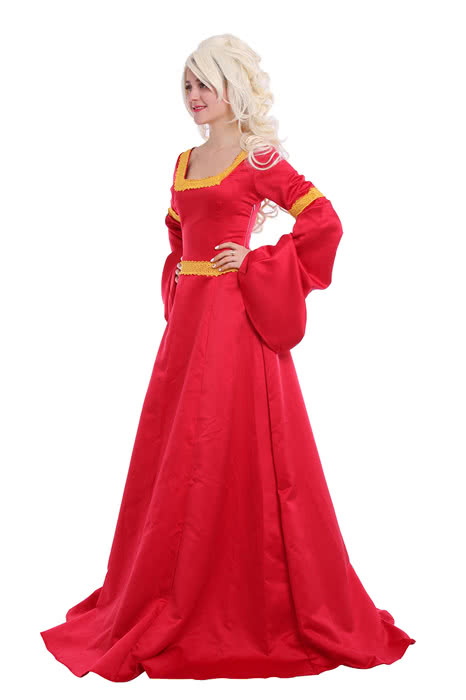 Red Luxury Supergirl Halloween Costume of European Queen Palace Restoring Emulation Silk Dress