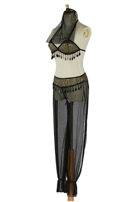 Black Genie Halloween Costumes of the Style of Women's Wear Dance Clothes